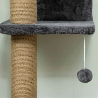 PawHut Cat Wall Shelves, Cat Wall Furniture with 4 Platforms, Jute Scratching Post for Indoor Playing, Climbing, Dark Grey(m-9)