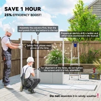 Outsunny 8' x 4' Resin Outdoor Storage Shed with Floor, Window, Lockable Doors and Vents for Backyard Patio Lawn, Light Grey(m-4)