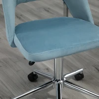 Vinsetto Mid Back Office Chair Velvet Fabric Swivel Scallop Shape Computer Desk Chair, Sky Blue(m-11)