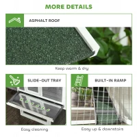 PawHut Wooden Chicken Coop for Outdoor Backyard with Raised Garden Bed, Run Area, Nesting Box Removable Tray, Gray(m-8)