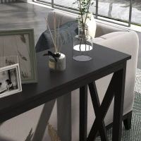 HOMCOM Console Table, 2 Tier Entryway Table with Bottom Shelf for Living Room, Hallway, Black(m-9)