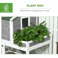 PawHut Wooden Chicken Coop for Outdoor Backyard with Raised Garden Bed, Run Area, Nesting Box Removable Tray, Gray(m-7)