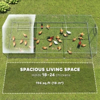 PawHut Metal Chicken Run w/ Waterproof & Anti-UV Cover, Feeding Door, Hanging Feeder, for 18-24 Chickens, 9.8' x 19.7' x 6.4'(m-9)