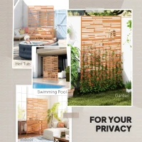 Outsunny 78" H x 48" W Metal Outdoor Privacy Screen, Freestanding Decorative Privacy Fence Screen for Balcony, Brown(m-6)