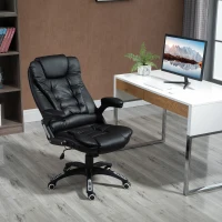Vinsetto Executive Chair PU Leather Recliner Office Chair, with Swivel Wheels, Arm, Adjustable Height, High Back, Black(m-10)
