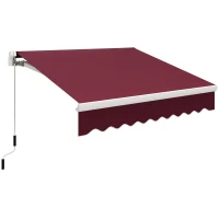 Outsunny 8' x 6.6' Patio Retractable Awning, Manual Exterior Sun Shade Deck Window Cover, Wine Red(m-1)