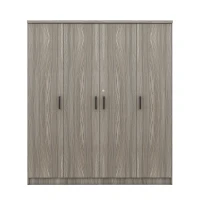 4-Door Wardrobe with Hanging Rail, Locking Drawer, Black Handles, MDF Construction, Ideal for Small Bedrooms, 59" L x 20" W x 68" H, Grey(m-2)