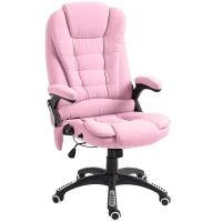 Vinsetto 6 Point Vibrating Massage Home Office Chair High Back Executive Chair with Reclining Back, Swivel Wheels, Pink(m-2)