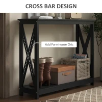 HOMCOM Console Table, 2 Tier Entryway Table with Bottom Shelf for Living Room, Hallway, Black(m-5)
