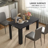 HOMCOM 47" Kitchen Table for 4-6 People, Dining Table with Wood Effect for Dining Room, Black(m-5)