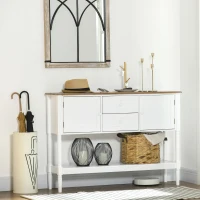 HOMCOM Vintage Console Table with 2 Drawers and Cabinets, Retro Sofa Table for Entryway, Living Room and Bedroom, White(m-8)