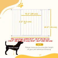 PawHut Pressure Fit Dog Gate Pet Barrier for stairs doorway, 29.9''- 42.1'' Width White(m-3)