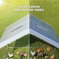 PawHut Metal Chicken Run w/ Waterproof & Anti-UV Cover, Feeding Door, Hanging Feeder, for 18-24 Chickens, 9.8' x 19.7' x 6.4'(m-5)