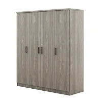 4-Door Wardrobe with Hanging Rail, Locking Drawer, Black Handles, MDF Construction, Ideal for Small Bedrooms, 59" L x 20" W x 68" H, Grey(m-7)