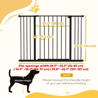 PawHut Pressure Fit Dog Gate Pet Barrier for stairs doorway, 29.9''- 42.1'' Width Black(m-3)