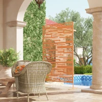 Outsunny 78" H x 48" W Metal Outdoor Privacy Screen, Freestanding Decorative Privacy Fence Screen for Balcony, Brown(m-8)