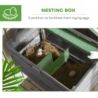 PawHut Wooden Chicken Coop for Outdoor Backyard with Raised Garden Bed, Run Area, Nesting Box Removable Tray, Gray(m-6)