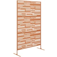 Outsunny 78" H x 48" W Metal Outdoor Privacy Screen, Freestanding Decorative Privacy Fence Screen for Balcony, Brown(m-11)