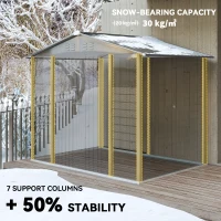 Outsunny 8' x 6' Outdoor Storage Shed, Metal Garden Shed with 2 Windows, 4 Vents, Lockable Doors and Gloves, Dark Grey(m-5)