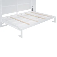 Queen Size Murphy Bed with Cabinets, Space-saving Design and Integrated Storage, Easy assembly, 117.5" L x 16" W x 88" H, White(m-7)