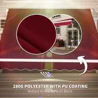 Outsunny 8' x 6.6' Patio Retractable Awning, Manual Exterior Sun Shade Deck Window Cover, Wine Red(m-5)