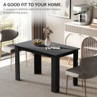 HOMCOM 47" Kitchen Table for 4-6 People, Dining Table with Wood Effect for Dining Room, Black(m-4)