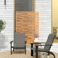 Outsunny 78" H x 48" W Metal Outdoor Privacy Screen, Freestanding Decorative Privacy Fence Screen for Balcony, Brown(m-9)