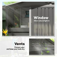 Outsunny 8' x 6' Outdoor Storage Shed, Metal Garden Shed with 2 Windows, 4 Vents, Lockable Doors and Gloves, Dark Grey(m-7)