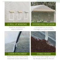 Outsunny 26'L x 10'W x 6.8' H Large Steeple Walk-In Greenhouse Outdoor Garden Plant Seed Tunnel Grow Tent Premium Steel Frame White(m-5)
