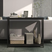 HOMCOM Console Table, 2 Tier Entryway Table with Bottom Shelf for Living Room, Hallway, Black(m-7)