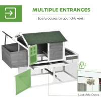 PawHut Wooden Chicken Coop for Outdoor Backyard with Raised Garden Bed, Run Area, Nesting Box Removable Tray, Gray(m-5)
