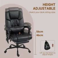 Vinsetto 6-Point Vibration Massage Chair, Height Adjustable Reclining Computer Chair with Retractable Footrest, Black(m-4)