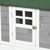 PawHut Wooden Chicken Coop for Outdoor Backyard with Raised Garden Bed, Run Area, Nesting Box Removable Tray, Gray(m-9)