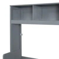 Full Size Murphy Bed with Closet and Drawers, Space-Saving Design and Integrated Storage, 107.5" L x 58" W x 72" H, Grey(m-11)