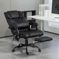 Vinsetto 6-Point Vibration Massage Chair, Height Adjustable Reclining Computer Chair with Retractable Footrest, Black(m-1)