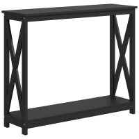 HOMCOM Console Table, 2 Tier Entryway Table with Bottom Shelf for Living Room, Hallway, Black(m-11)