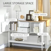 HOMCOM Vintage Console Table with 2 Drawers and Cabinets, Retro Sofa Table for Entryway, Living Room and Bedroom, White(m-5)