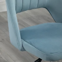 Vinsetto Mid Back Office Chair Velvet Fabric Swivel Scallop Shape Computer Desk Chair, Sky Blue(m-10)