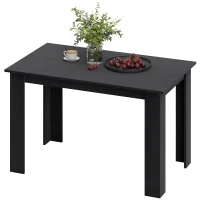 HOMCOM 47" Kitchen Table for 4-6 People, Dining Table with Wood Effect for Dining Room, Black(m-2)