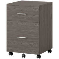 Vinsetto Mobile Filing Cabinet, Vertical File Cabinet with 2 Drawers, Wheels, for Letter or A4 File, Grey(m-2)
