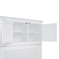 Queen Size Murphy Bed with Cabinets, Space-saving Design and Integrated Storage, Easy assembly, 117.5" L x 16" W x 88" H, White(m-9)