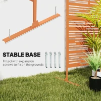 Outsunny 78" H x 48" W Metal Outdoor Privacy Screen, Freestanding Decorative Privacy Fence Screen for Balcony, Brown(m-5)