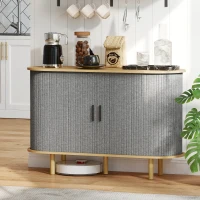 HOMCOM 47" Buffet Cabinet with Tambour Sliding Doors, Fluted Sideboard with Storage Shelves and Wooden Legs, Grey(m-1)