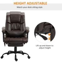 Vinsetto 6-Point Vibration Massage Chair, Height Adjustable Reclining Computer Chair with Retractable Footrest, Brown(m-4)