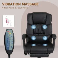 Vinsetto 6-Point Vibration Massage Chair, Height Adjustable Reclining Computer Chair with Retractable Footrest, Black(m-6)