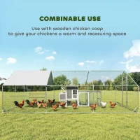 PawHut Metal Chicken Run w/ Waterproof & Anti-UV Cover, Feeding Door, Hanging Feeder, for 18-24 Chickens, 9.8' x 19.7' x 6.4'(m-6)