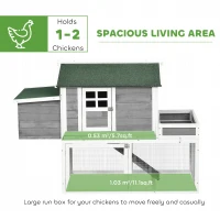 PawHut Wooden Chicken Coop for Outdoor Backyard with Raised Garden Bed, Run Area, Nesting Box Removable Tray, Gray(m-4)