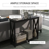 HOMCOM Console Table, 2 Tier Entryway Table with Bottom Shelf for Living Room, Hallway, Black(m-4)
