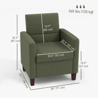 HOMCOM Fabric Accent Chair, Modern Armchair with Seat Cushion and Non-Slip Pads for Living Room, Bedroom, Dark Green(m-3)