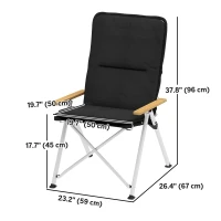 Outsunny Camping Chairs 2 Pack, Portable Folding Camp Chair with Padded Seat and Bag, Outdoor High Back Recliner, Black(m-3)